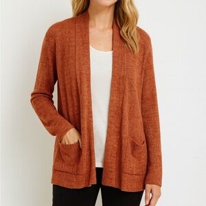 Eileen Fisher High Collar Open Cardigan Sweater Linen Size XS